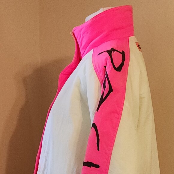 Vintage Ocean Pacific OP Pink & White Puffer Jacket Women's Size Large - X-Large - Picture 8 of 16